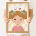 Load image into Gallery viewer, Personalised Children's Portrait Print – Custom Character & Name - Checkerboard - RoseRowanDesign -