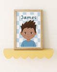 Load image into Gallery viewer, Personalised Children's Portrait Print – Custom Character & Name - Checkerboard - RoseRowanDesign -