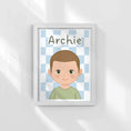 Load image into Gallery viewer, Personalised Children's Portrait Print – Custom Character & Name - Checkerboard - RoseRowanDesign -