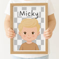 Load image into Gallery viewer, Personalised Children's Portrait Print – Custom Character & Name - Checkerboard - RoseRowanDesign -