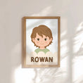 Load image into Gallery viewer, Personalised Children's Portrait Print – Custom Character & Name - Scalloped - RoseRowanDesign -