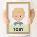 Load image into Gallery viewer, Personalised Children's Portrait Print – Custom Character & Name - Scalloped - RoseRowanDesign -