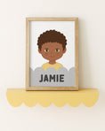 Load image into Gallery viewer, Personalised Children's Portrait Print – Custom Character & Name - Scalloped - RoseRowanDesign -