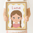 Load image into Gallery viewer, Personalised Children's Portrait Print – Custom Character & Name - Wavy Background - RoseRowanDesign -