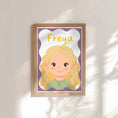 Load image into Gallery viewer, Personalised Children's Portrait Print – Custom Character & Name - Wavy Background - RoseRowanDesign -