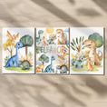 Load image into Gallery viewer, Personalised Dinosaur Nursery Print Set - Custom Name Wall Art with Optional Frames - RoseRowanDesign -