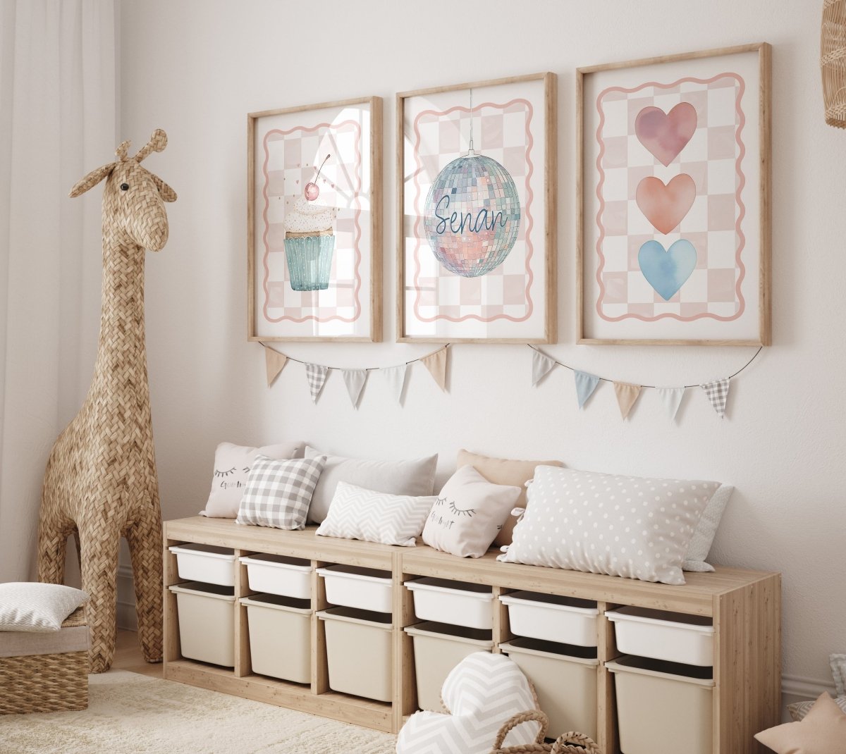 Personalised Disco | Set of 3 Prints | for Girls Room - RoseRowanDesign - Wall Art