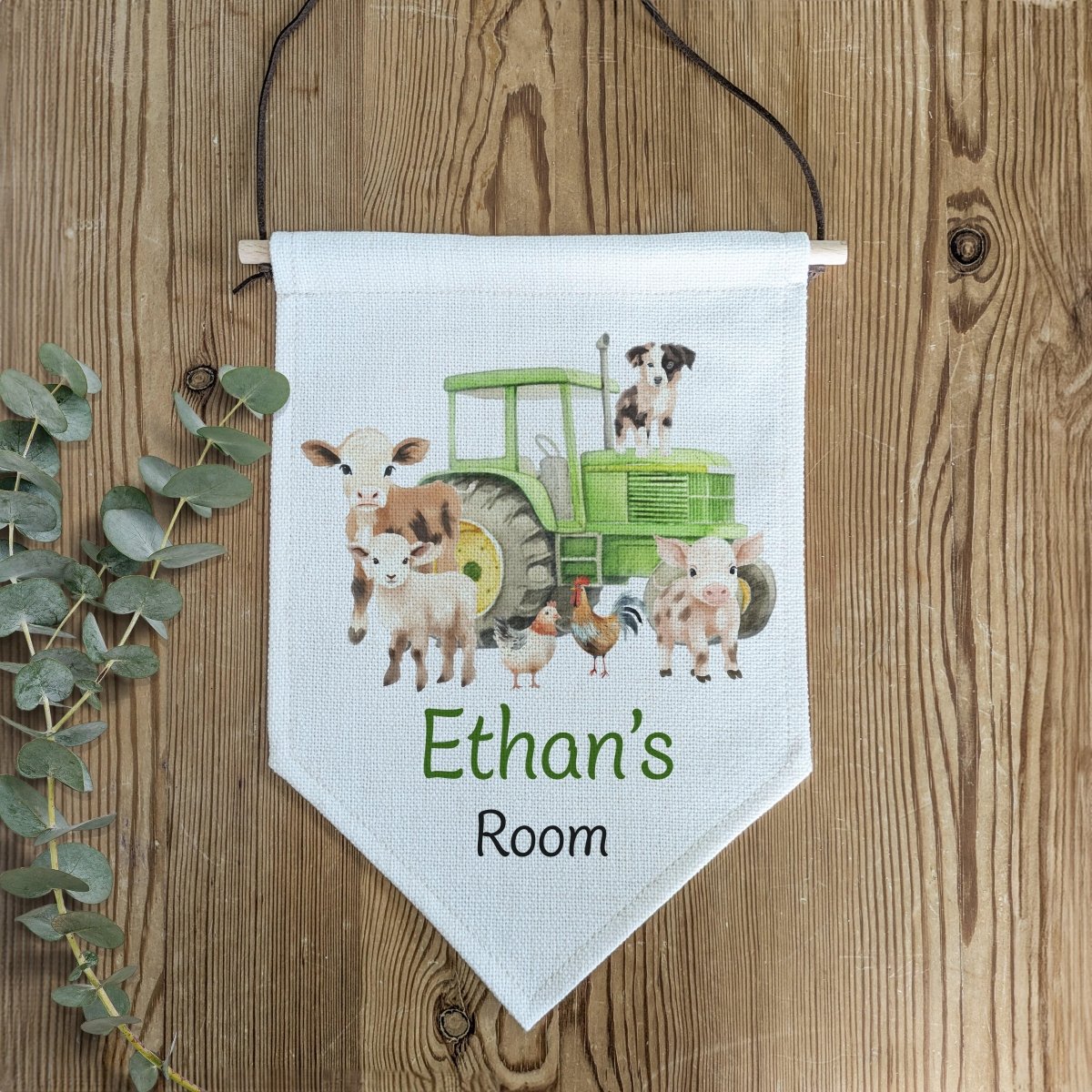 Personalised Farm Animal Name Pennant Wall Flag | Nursery Decor for Kids Room - RoseRowanDesign - Wall Art