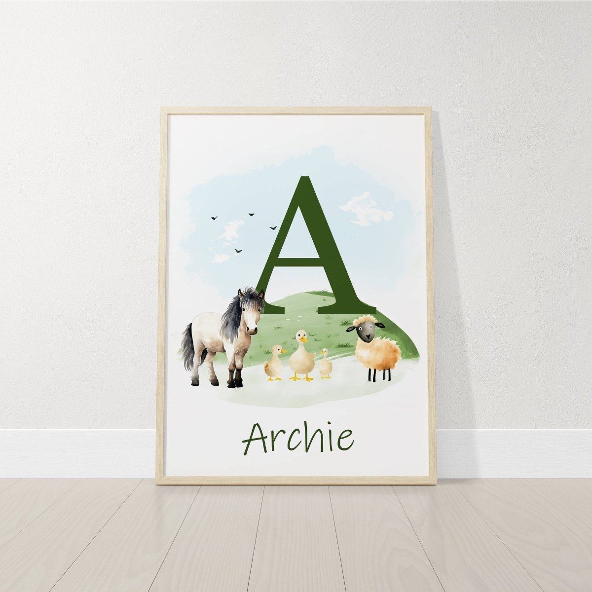 Personalised Farm Nursery Prints | Set of 3 Tractor Theme Wall Art | Unisex Barnyard Posters - RoseRowanDesign - Wall Art