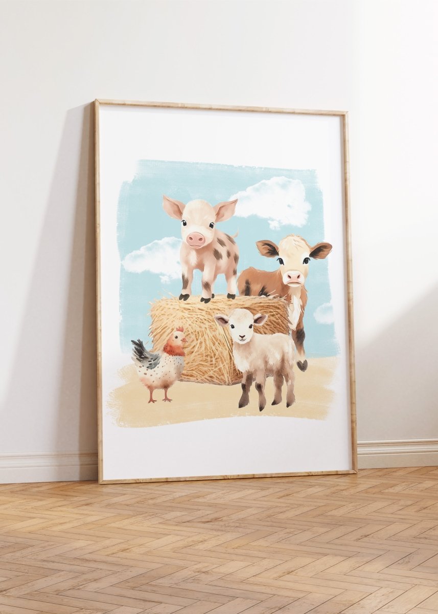 Personalised Farm Nursery Wall Prints | Set of 3 Barnyard Animal Decor | Boys' Room Posters - RoseRowanDesign - Wall Art