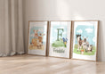Load image into Gallery viewer, Personalised Farm Nursery Wall Prints | Set of 3 Barnyard Animal Decor | Boys' Room Posters - RoseRowanDesign - Wall Art