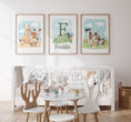 Load image into Gallery viewer, Personalised Farm Nursery Wall Prints | Set of 3 Barnyard Animal Decor | Boys' Room Posters - RoseRowanDesign - Wall Art