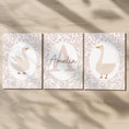 Load image into Gallery viewer, Personalised Floral Goose Prints Set - Custom Name Wall Art in Soft Pink - RoseRowanDesign -