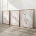 Load image into Gallery viewer, Personalised Floral Goose Prints Set - Custom Name Wall Art in Soft Pink - RoseRowanDesign -