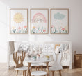 Load image into Gallery viewer, Personalised Girls Nursery Wall Prints | Set of 3 | Pastel Colours - RoseRowanDesign - Wall Art