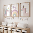 Load image into Gallery viewer, Personalised Girls Unicorn | Set of 3 | Decor for Girls Bedroom - RoseRowanDesign - Wall Art