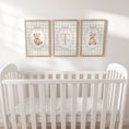 Load image into Gallery viewer, Personalised Green Gingham Teddy Bear Print Set - RoseRowanDesign -