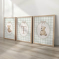 Load image into Gallery viewer, Personalised Green Gingham Teddy Bear Print Set - RoseRowanDesign -