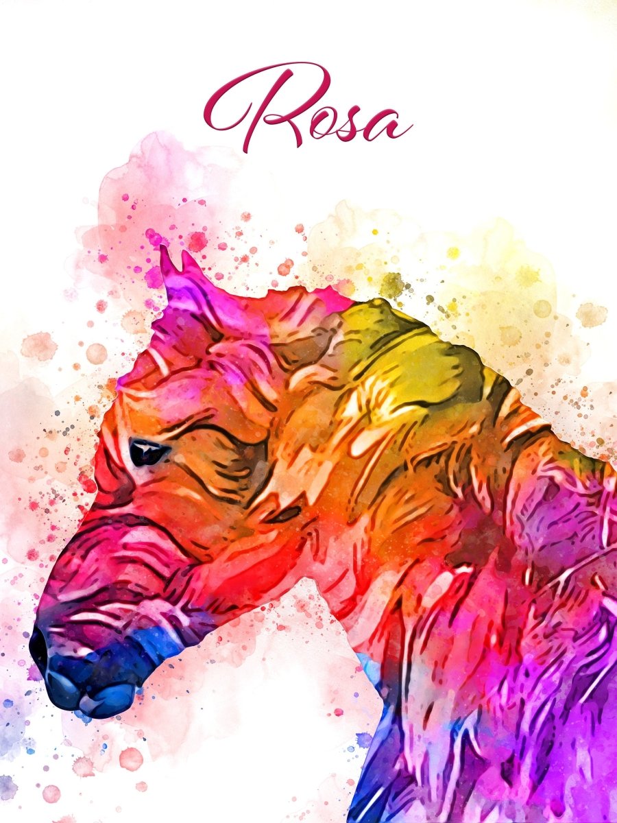 Personalised Horse Wall Print | Rainbow Watercolour Decor for Girls' Bedrooms - RoseRowanDesign - Wall Art