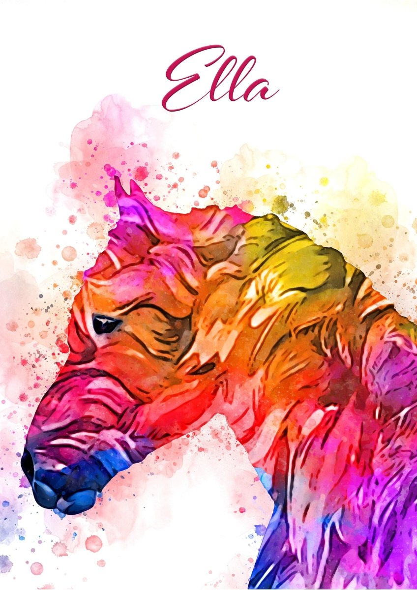Personalised Horse Wall Print | Rainbow Watercolour Decor for Girls' Bedrooms - RoseRowanDesign - Wall Art