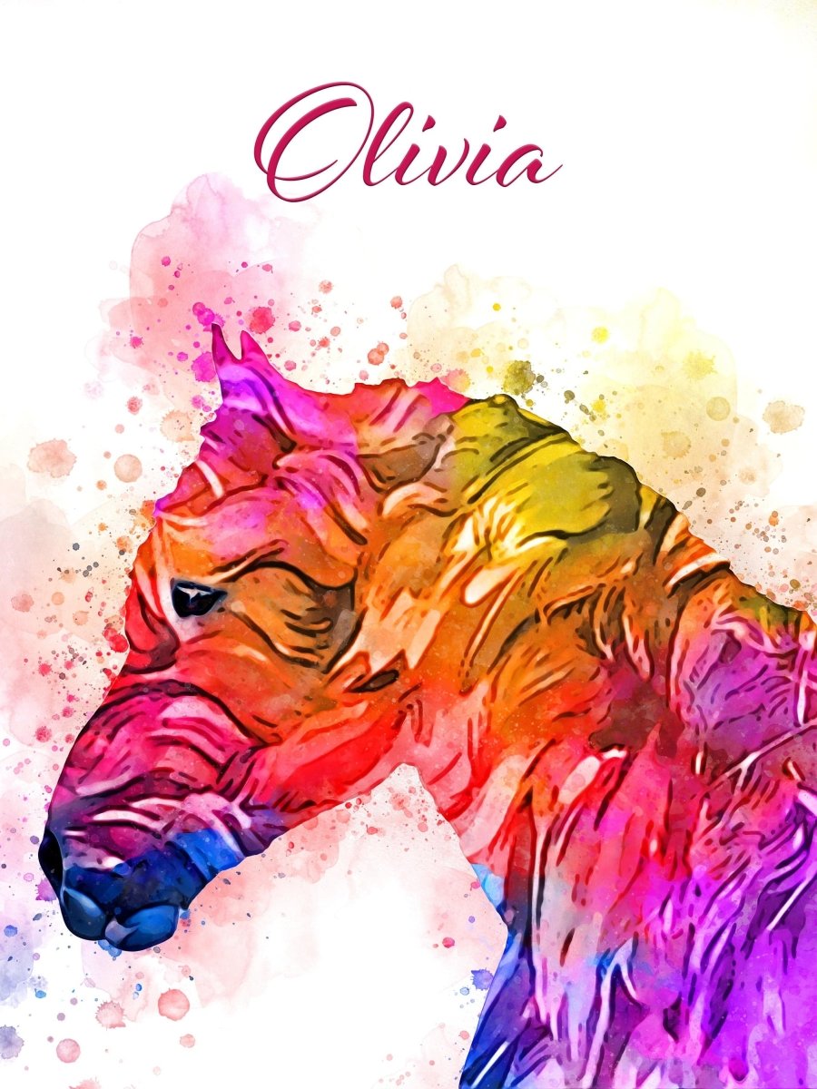 Personalised Horse Wall Print | Rainbow Watercolour Decor for Girls' Bedrooms - RoseRowanDesign - Wall Art