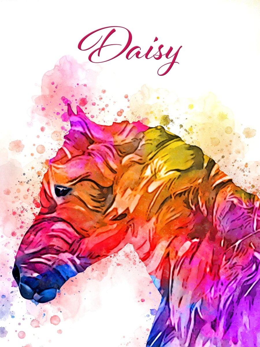 Personalised Horse Wall Print | Rainbow Watercolour Decor for Girls' Bedrooms - RoseRowanDesign - Wall Art