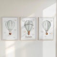 Load image into Gallery viewer, Personalised Nursery Wall Prints, Set of 3 Hot Air Balloon, Bunny Goose Bear Optional Frame Bedroom Decor Gift for Kid Room Playroom Posters - RoseRowanDesign -