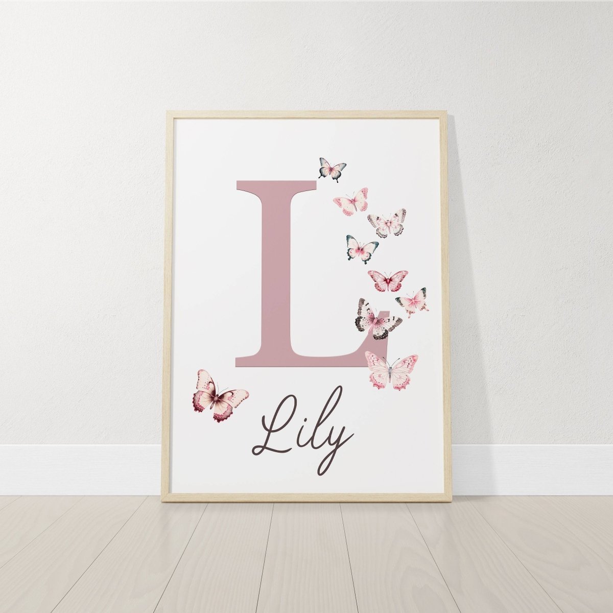 Personalised Pink Butterflies | Set of 3 Nursery Wall Art | Girls' Room Decor - RoseRowanDesign -