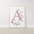 Load image into Gallery viewer, Personalised Pink Butterflies | Set of 3 Nursery Wall Art | Girls' Room Decor - RoseRowanDesign -