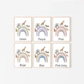Load image into Gallery viewer, Personalised Rainbow & Safari Animal Wall Art | Checkerboard Rainbow | Set of 3 Nursery Prints - RoseRowanDesign - Wall Art