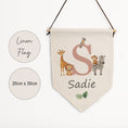 Load image into Gallery viewer, Personalised Safari Animal Name Pennant | Kids Room Banner & Nursery Wall Flag - RoseRowanDesign -