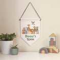 Load image into Gallery viewer, Personalised Safari Animal Name Pennant Wall Flag | Kids Room Decor & Door Hanger - RoseRowanDesign -