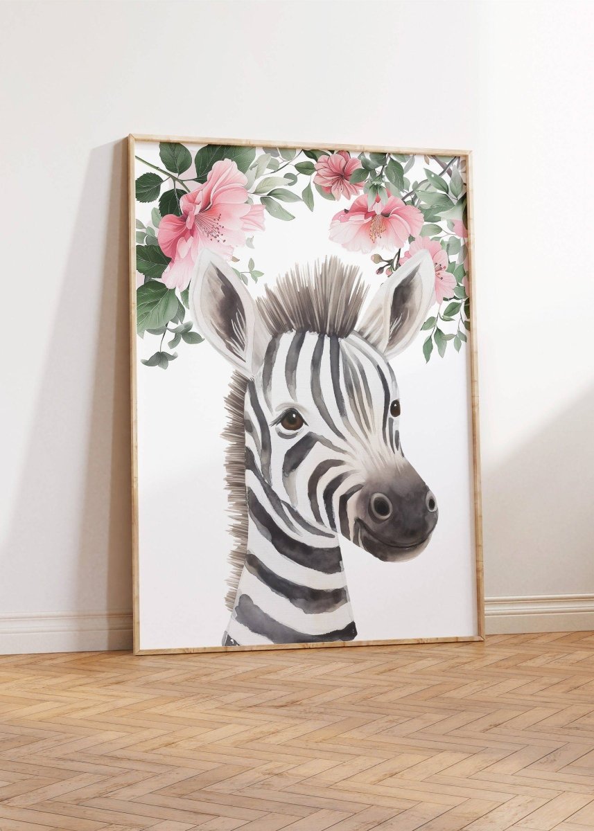 Personalised Safari Animal Prints | Set of 3 for Pink Baby Girls' Bedroom | Custom Initial & Jungle Animals - RoseRowanDesign -