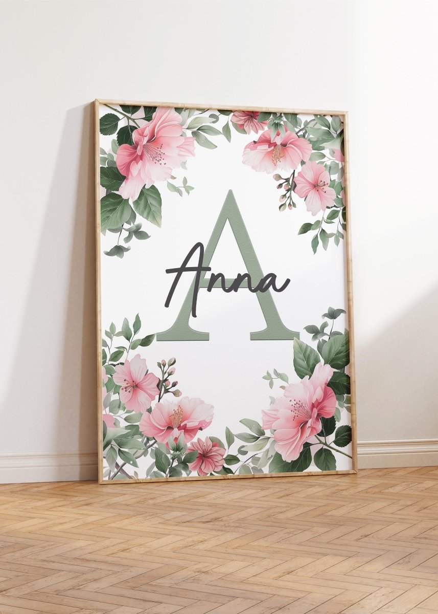 Personalised Safari Animal Prints | Set of 3 for Pink Baby Girls' Bedroom | Custom Initial & Jungle Animals - RoseRowanDesign -