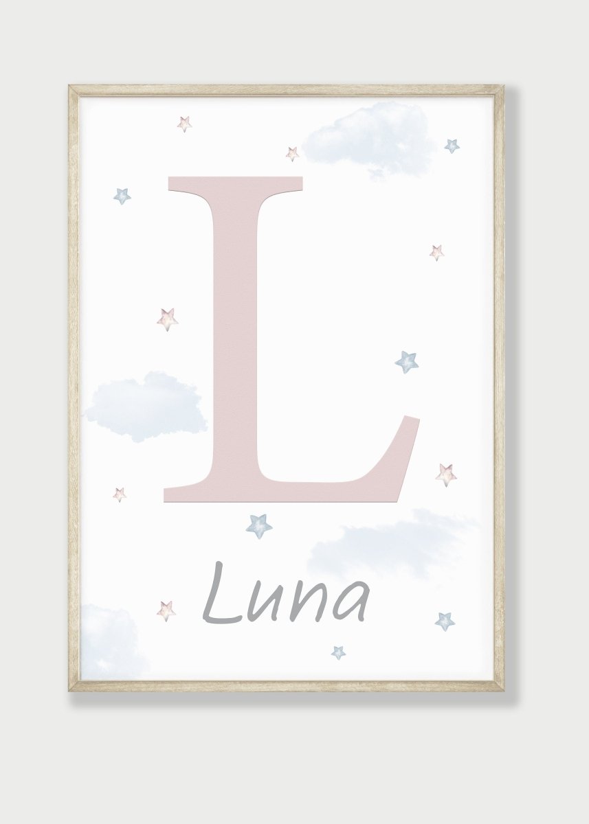 Personalised Safari Nursery Print | Hot Air Balloon and Stars Wall Art for Girls' Bedroom - RoseRowanDesign - Wall Art