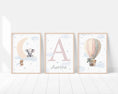 Load image into Gallery viewer, Personalised Safari Nursery Print | Hot Air Balloon and Stars Wall Art for Girls' Bedroom - RoseRowanDesign - Wall Art