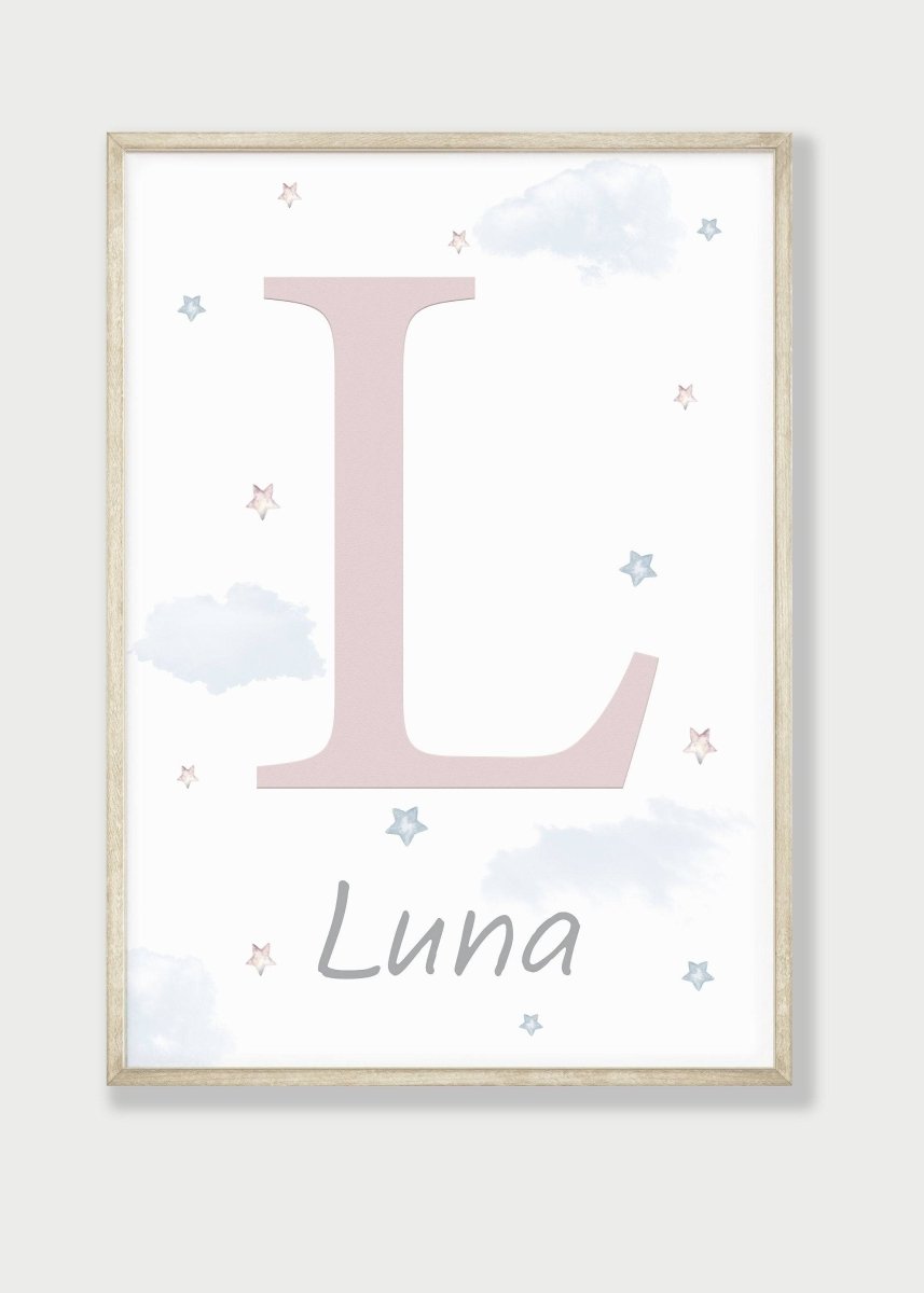 Personalised Safari Nursery Print | Hot Air Balloon and Stars Wall Art for Girls' Bedroom - RoseRowanDesign - Wall Art