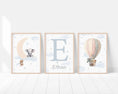Load image into Gallery viewer, Personalised Safari Nursery Prints | Hot Air Balloon & Moon | Baby Boy Decor - RoseRowanDesign - Wall Art