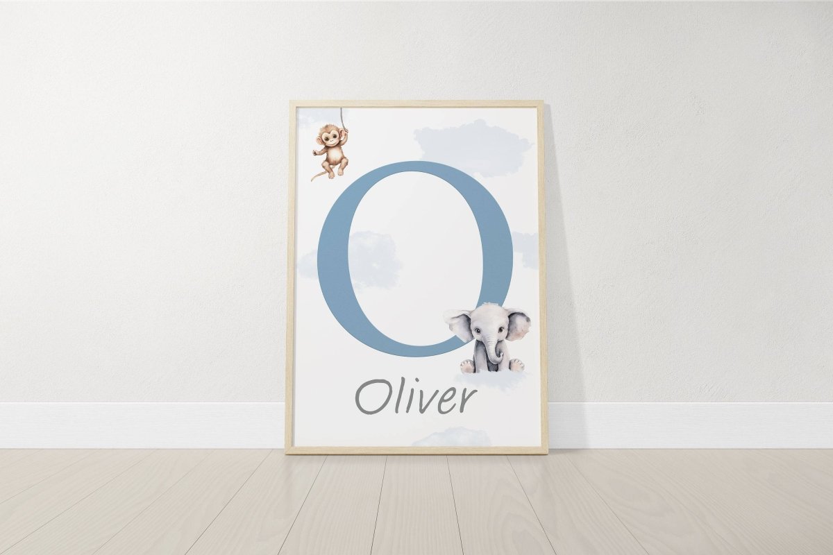 Personalised Safari Nursery Prints | Set of 3 | Rainbow & Hot Air Balloon Art for Girls' Bedroom - RoseRowanDesign - Wall Art