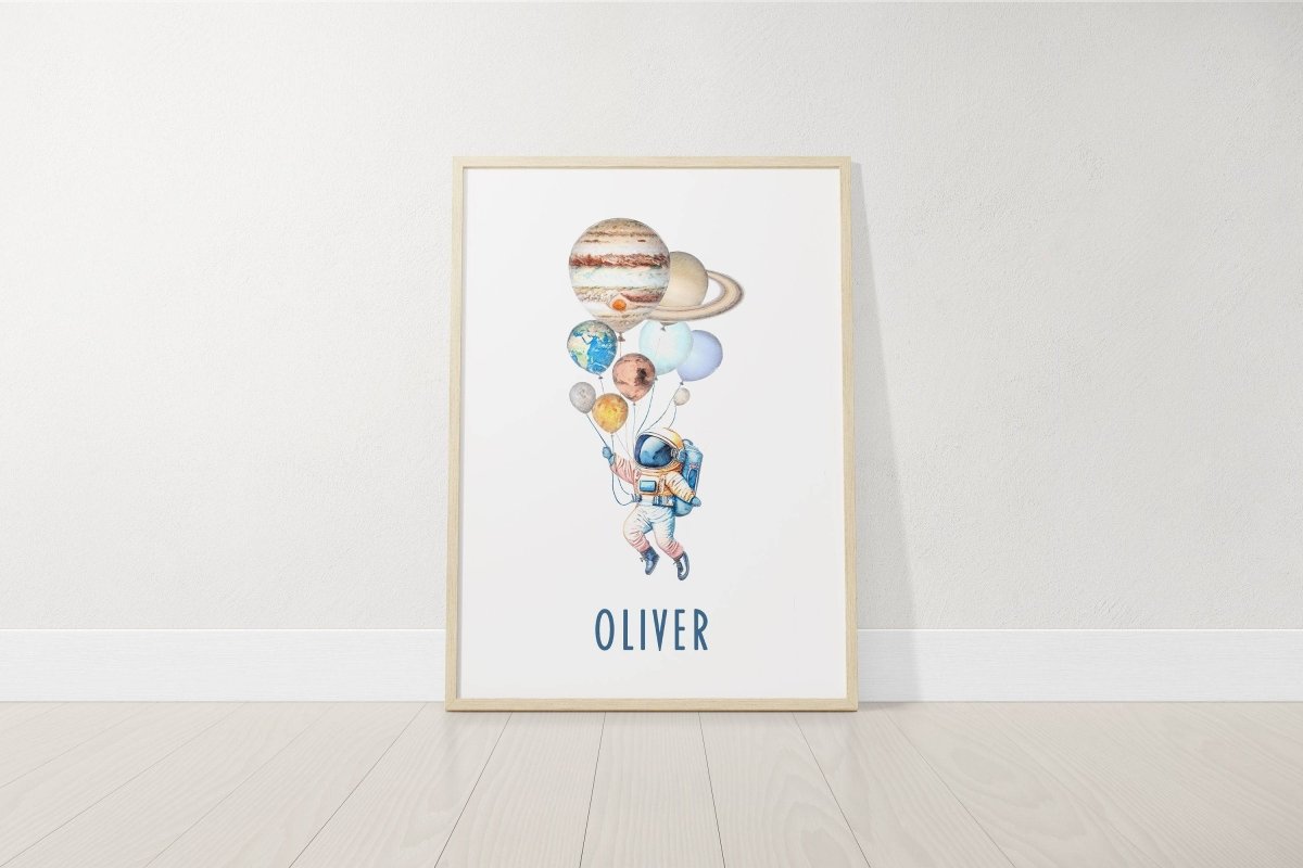 Personalised Space Nursery Print | Solar System Name Wall Art | Baby Boy Bedroom Decor - RoseRowanDesign -