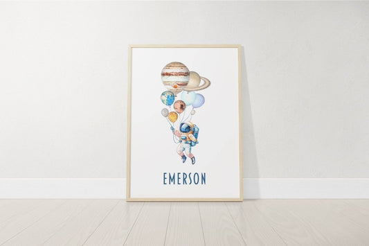 Personalised Space Nursery Print | Solar System Name Wall Art | Baby Boy Bedroom Decor - RoseRowanDesign -