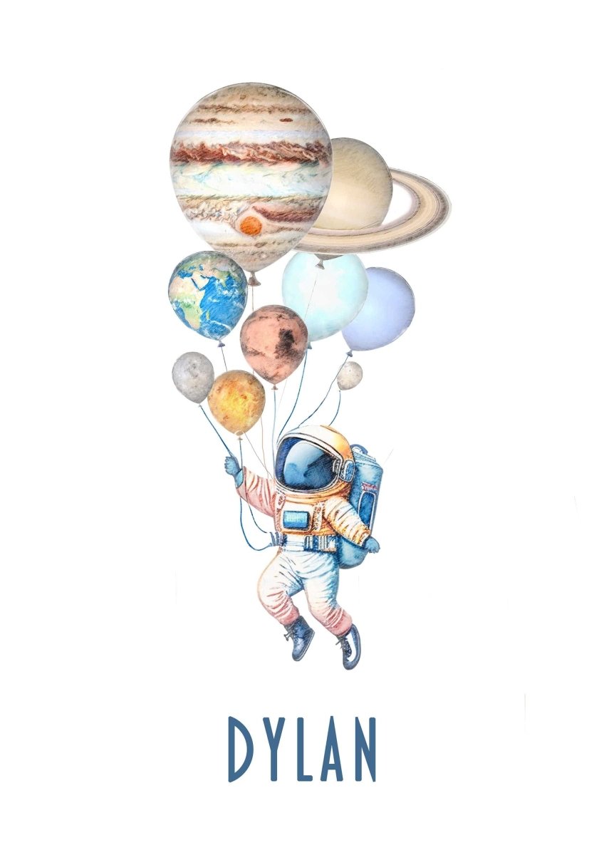 Personalised Space Nursery Print | Solar System Name Wall Art | Baby Boy Bedroom Decor - RoseRowanDesign -