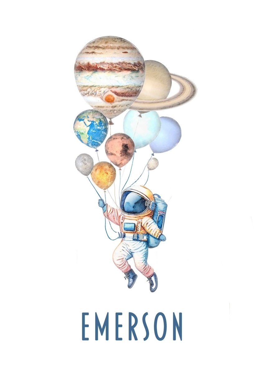 Personalised Space Nursery Print | Solar System Name Wall Art | Baby Boy Bedroom Decor - RoseRowanDesign -