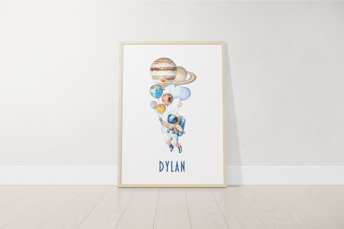 Personalised Space Nursery Prints | Set of 3 Solar System Wall Art for Boys' Bedroom - RoseRowanDesign -