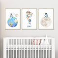 Load image into Gallery viewer, Personalised Space Nursery Prints | Set of 3 Solar System Wall Art for Boys' Bedroom - RoseRowanDesign -