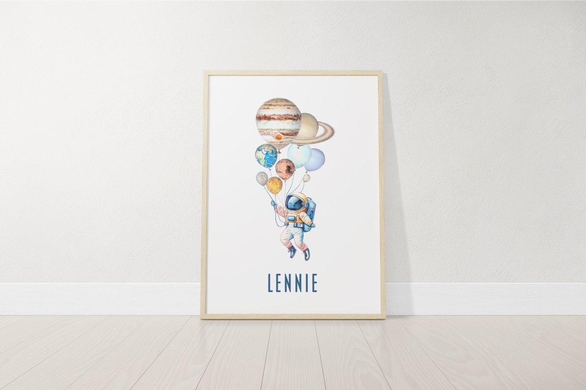 Personalised Space Nursery Prints | Set of 3 Solar System Wall Art for Boys' Bedroom - RoseRowanDesign -