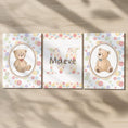 Load image into Gallery viewer, Personalised Teddy Bear Nursery Print Set - Custom Name Wall Art for Baby Room Decor - RoseRowanDesign -
