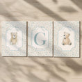 Load image into Gallery viewer, Personalised Teddy Bear Nursery Prints – Blue Monogram Wall Art Set - RoseRowanDesign -