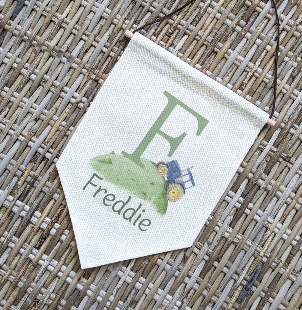 Personalised Tractor Name Pennant | Kids Room Banner & Nursery Wall Flag - RoseRowanDesign - Wall Art