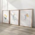Load image into Gallery viewer, Personalised Whimsical Nursery Print Set – Moon, Flower & Kite Wall Art - RoseRowanDesign -